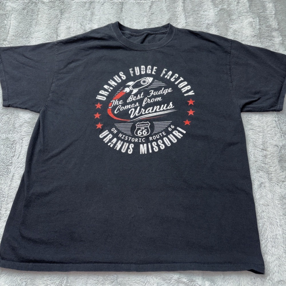 Uranus Fudge Factory Black Crew Neck SS T-Shirt XL Missouri Route 66